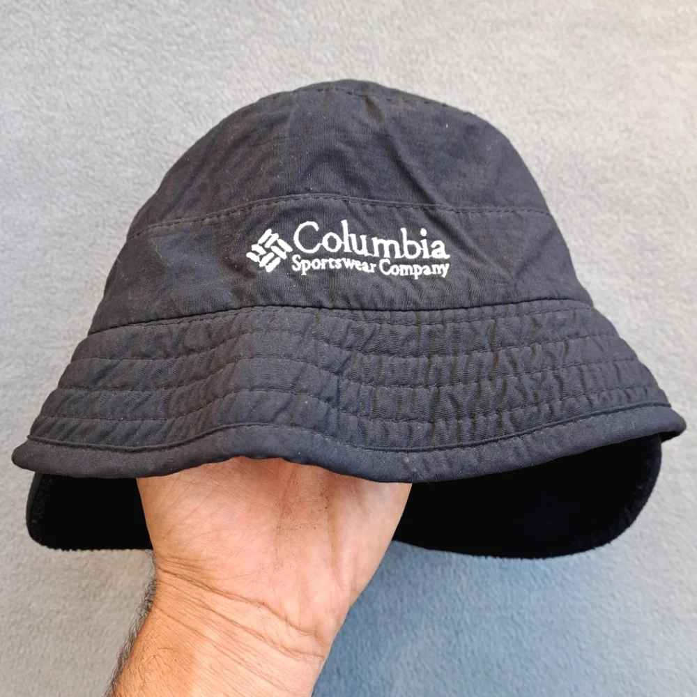 VTG Columbia Hat Medium Fleece Lined Double Layered Bucket Trapper Cap USA Made
